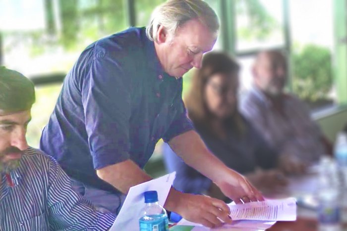 Cevey, el principal imputado, en un encuentro con el Senador &Aacute;ngel Giano