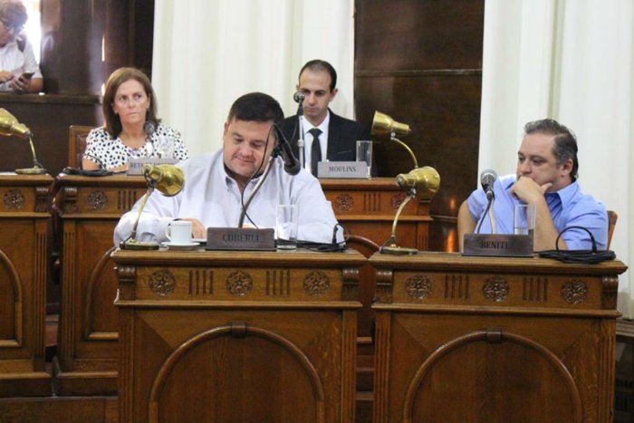 Cuberli y sus compa&ntilde;eros de bloque Ben&iacute;tez, Moulins y Reta de Urquiza