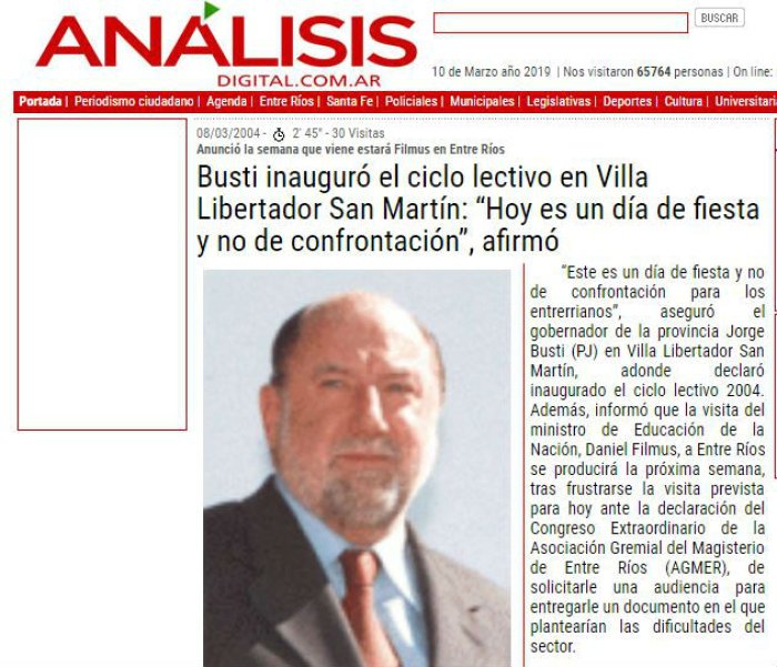 Jorge Busti empez&oacute; el primer a&ntilde;o de su tercer mandato con un ciclo escolar que tuvo paros desde el inicio.