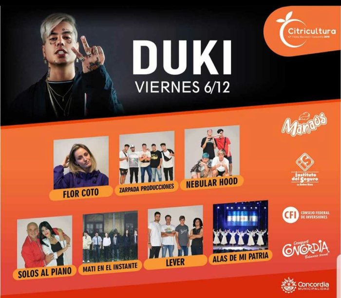 Esta es la cartelera de artistas del primer d&iacute;a de la Fiesta de la Citricultura.