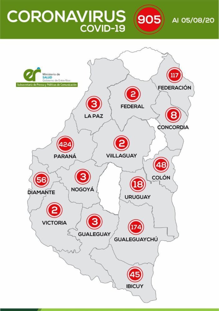 As&iacute; queda el mapa de casos positivos en el territorio provincial.
