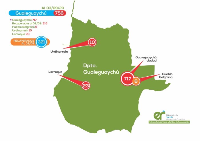 Casos en el departamento Gualeguaych&uacute;