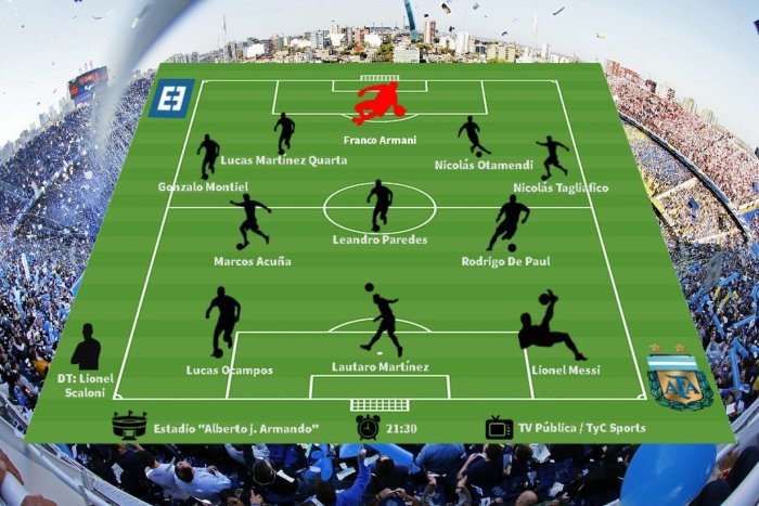 El 11 con Armani de arquero, media defensa de River y Ocampos con Lautaro junto a Messi.