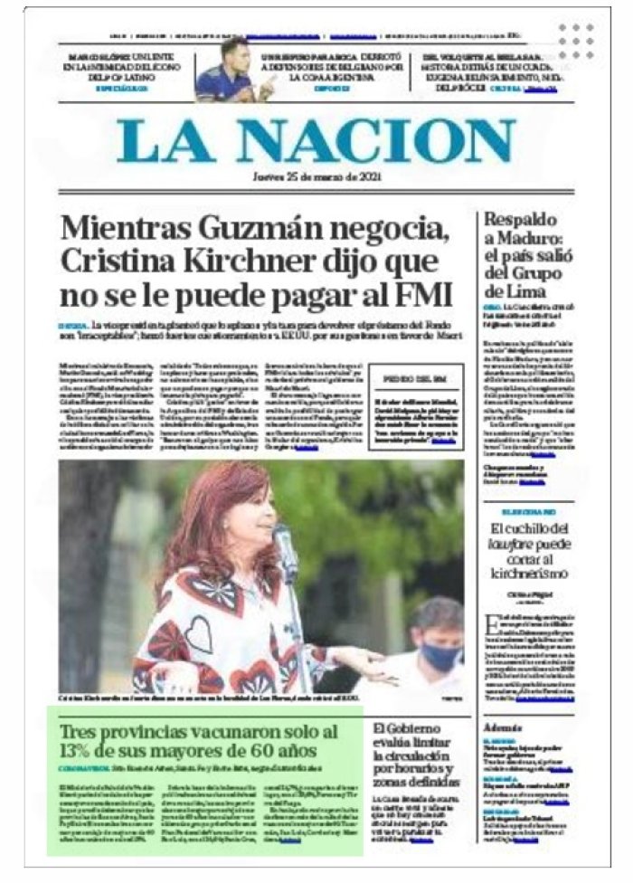 Esta es la tapa de hoy jueves 25 de marzo.