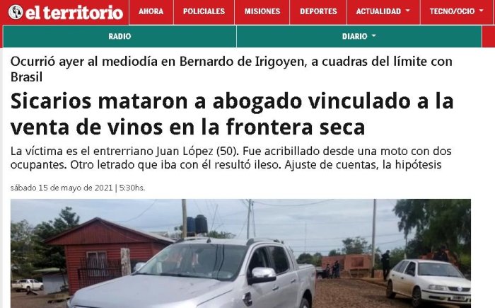 El diario misionero El Territorio es otro de los que cuenta el crimen mafioso.