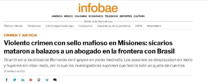En Infobae tambi&eacute;n hablan de que habr&iacute;a sido un ajuste de cuentas.