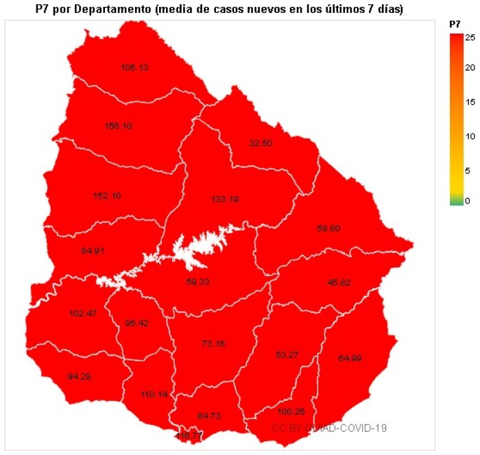 An&aacute;lisis de casos nuevos por Departamento, &uacute;ltimos 7 d&iacute;as