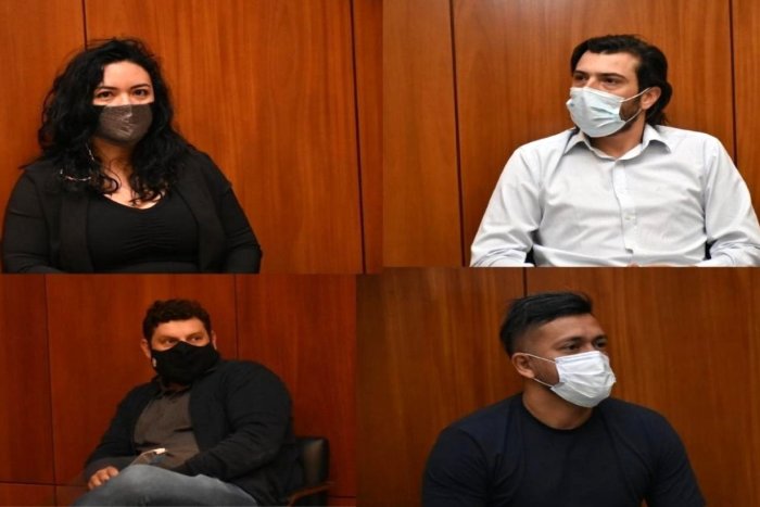 Luciana Almada y Maximiliano Sena (arriba). Emiliano Giacopuzzi y Alejandro Almada (abajo). Integrantes de las firmas Tep y Next.