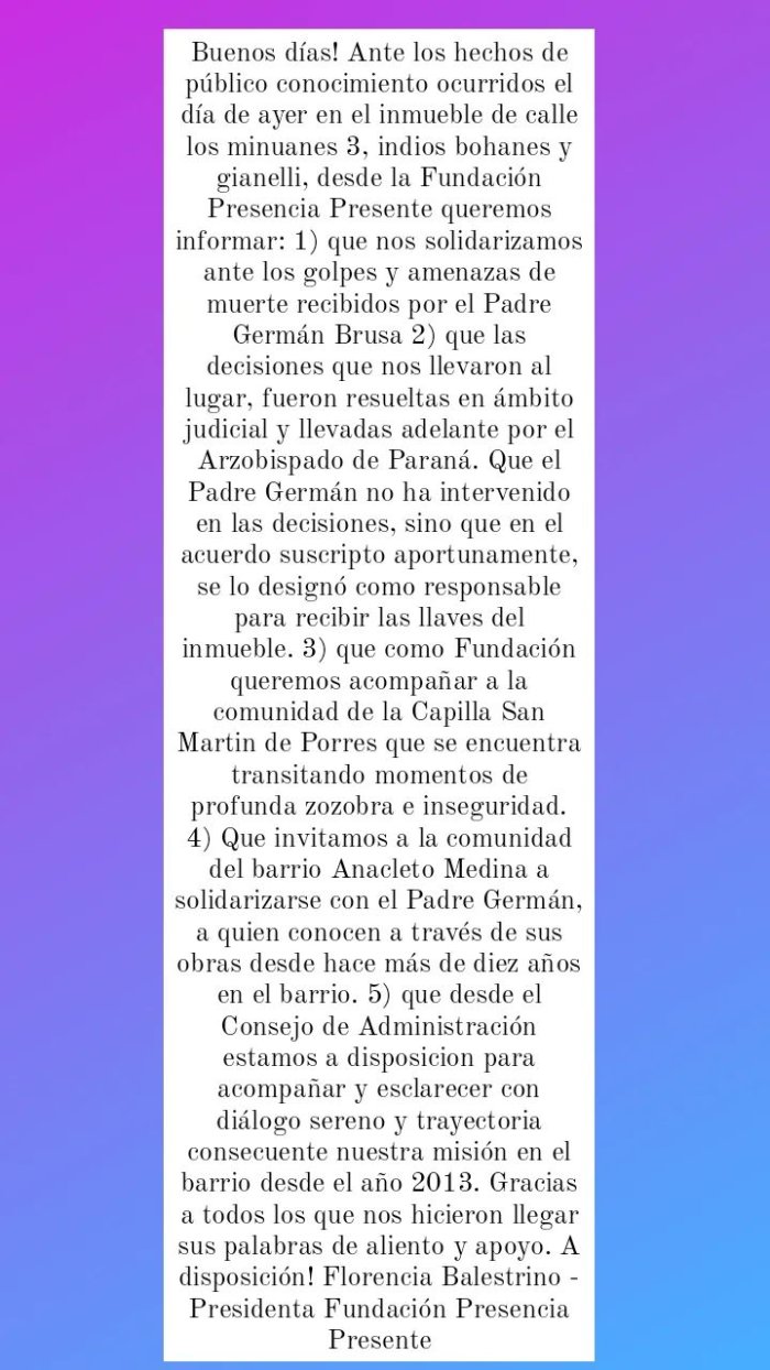 Publicaci&oacute;n de la Fundaci&oacute;n Presencia Presente, que administra la Escuela Pablo Tarso, que fund&oacute; Brusa.