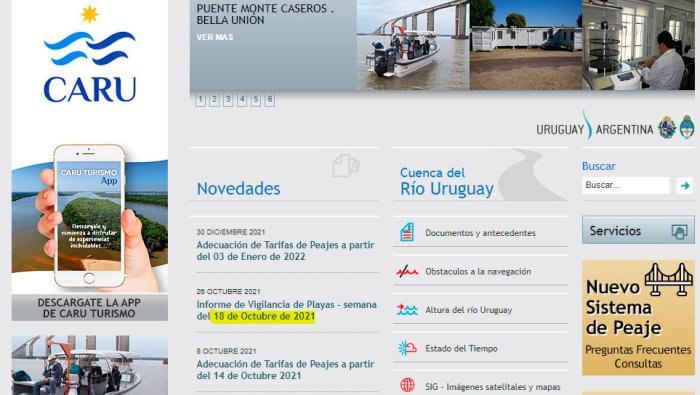 En la web de CARU el &uacute;ltimo informe accesible es de octubre de 2021