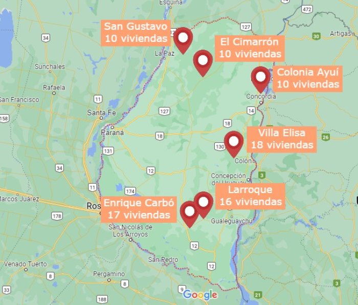 Cr&eacute;dito: El Entre R&iacute;os, con captura de Google Maps.