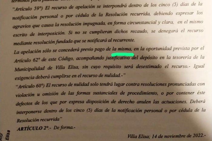 Acta de sesi&oacute;n: as&iacute; sali&oacute; aprobada la Ordenanza N&ordm; 2118 del Concejo Deliberante.