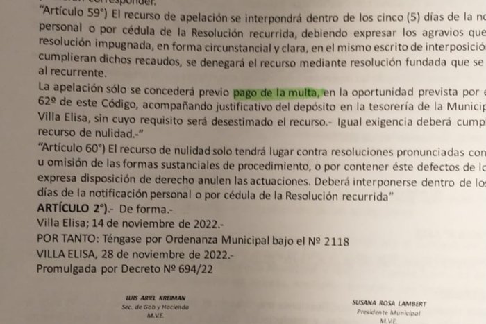 Bolet&iacute;n Oficial: as&iacute; qued&oacute; redactado el Decreto N&ordm; 694 que promulga la ordenanza.
