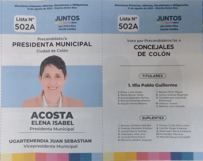 Lista 502A: Juntos por Entre R&iacute;os - Elena Isabel Acosta.