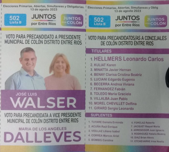 Lista 502B: Juntos por Entre R&iacute;os - Jos&eacute; Luis Walser.