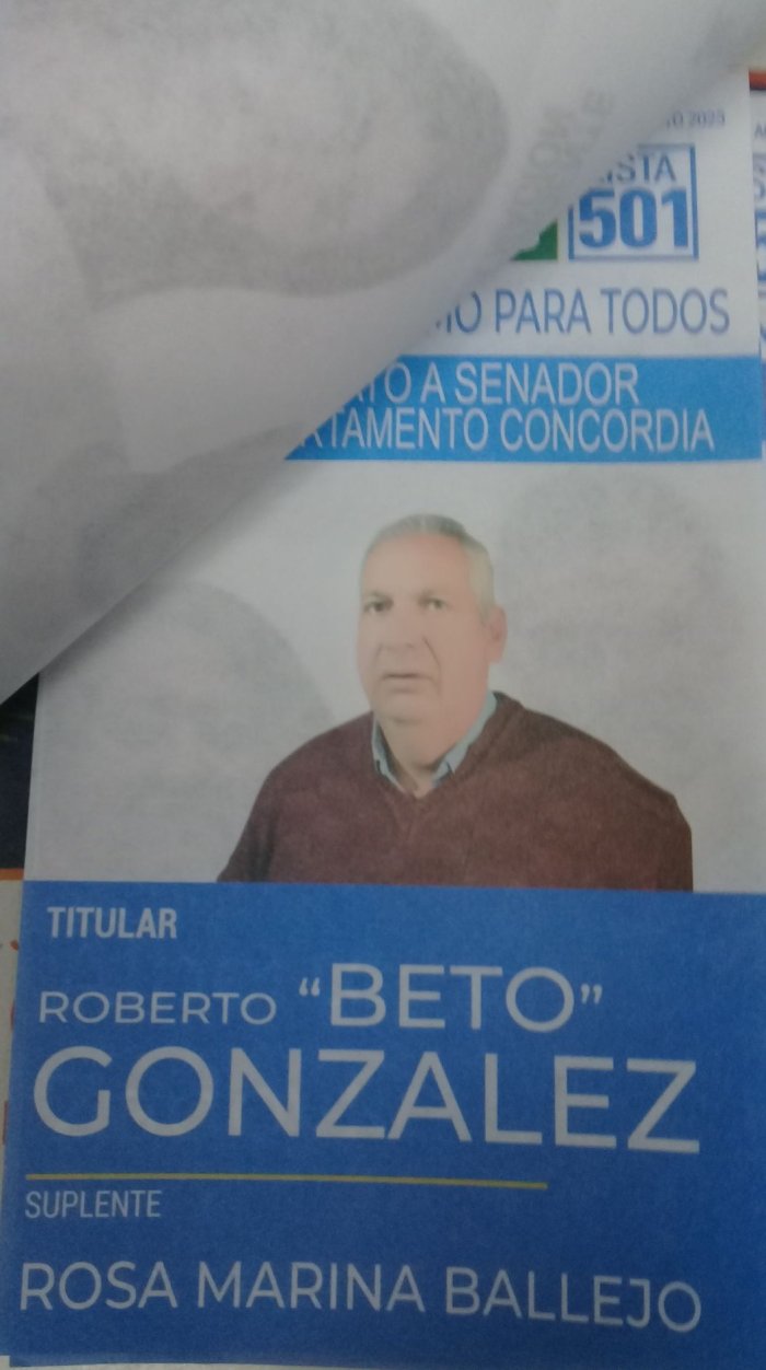 Lista 501, M&aacute;s Para Entre R&iacute;os, encabezada por Roberto "Beto" Gonzalez