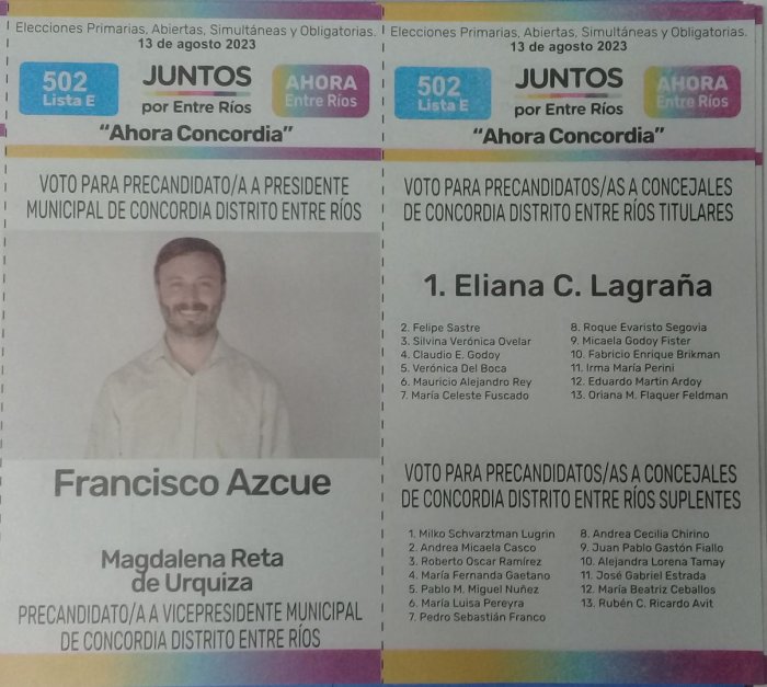 Lista 502: Juntos por Entre R&iacute;os - Francisco Azcue.