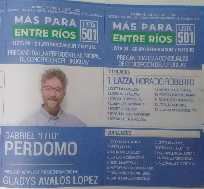 Lista 501: M&aacute;s Para Entre R&iacute;os - Gabriel "Fito" Perdomo.