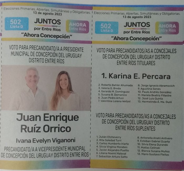 Lista 502D: Juntos por Entre R&iacute;os - Juan Enrique Ru&iacute;z Orrico.