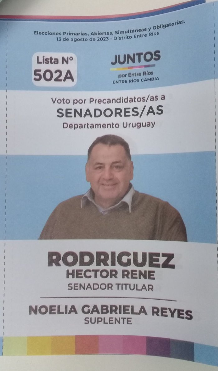 Lista 502A, Juntos por Entre R&iacute;os, encabezada por H&eacute;ctor Ren&eacute; Rodr&iacute;guez.
