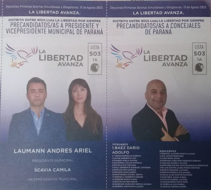 Lista 503: La Libertad Avanza - Andr&eacute;s Ariel Laumann.
