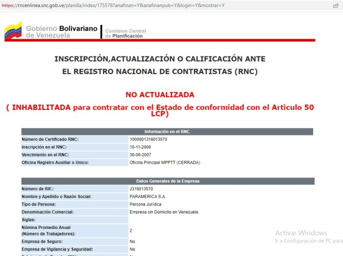 Registro Nacional de Contrataciones de Venezuela