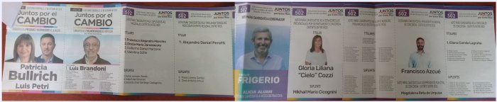 Boleta s&aacute;bana de la Lista 502, Juntos por el Cambio en Concordia.