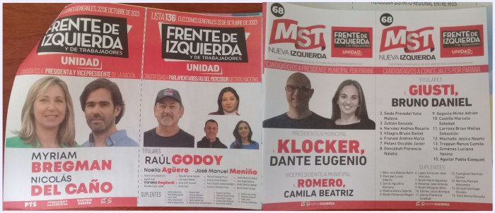 Lista 136, Frente de Izquierda y de Trabajadores en Paran&aacute;.