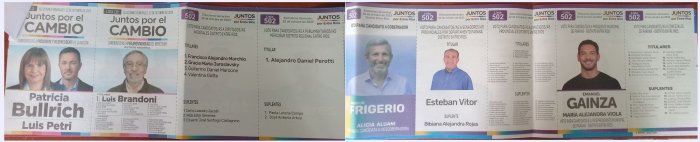 Boleta s&aacute;bana de la Lista 502, Juntos por el Cambio en Paran&aacute;.