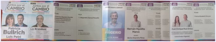 Boleta s&aacute;bana de la Lista 502, Juntos por el Cambio en Concepci&oacute;n del Uruguay.