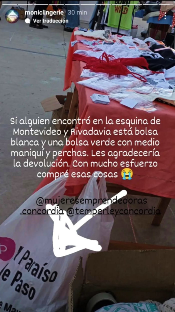 La publicaci&oacute;n que hizo M&oacute;nica cuando se percat&oacute; del faltante de mercader&iacute;a, tras la Feria.