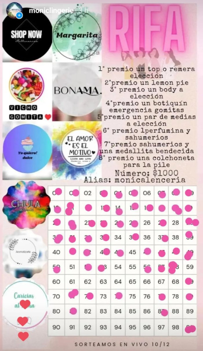 Esta es la rifa que a&uacute;n tiene n&uacute;meros a la venta.