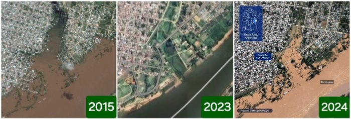 La comparaci&oacute;n de c&oacute;mo est&aacute; Concordia seg&uacute;n la creciente del r&iacute;o (composici&oacute;n hecha por un lector de EER).