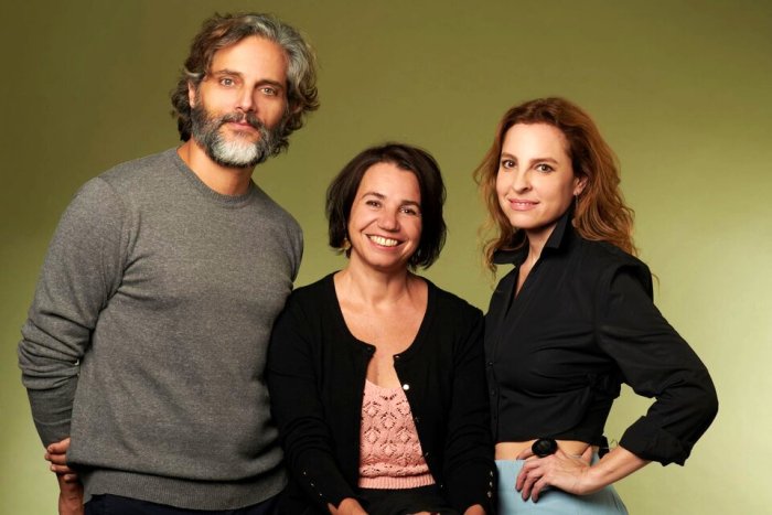 La entrerriana Murga junto a Joaqu&iacute;n Furriel y Marina de Tavira, protagonistas de su pel&iacute;cula.