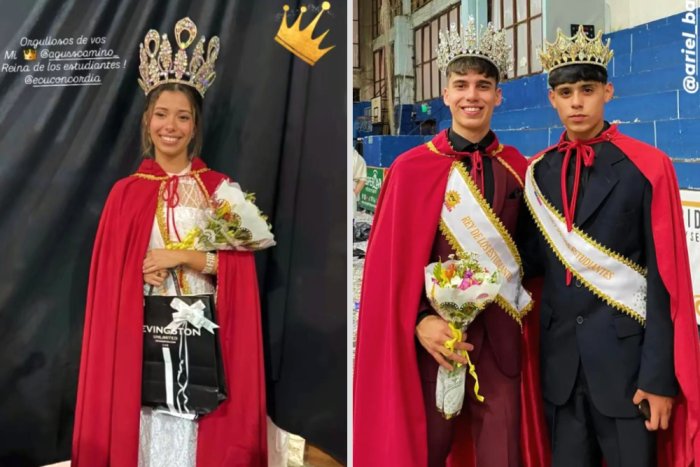 Agustina Camino es la nueva reina. Ian Arakelian, el nuevo rey, acompa&ntilde;ado por Francisco Buffa, primer pr&iacute;ncipe.