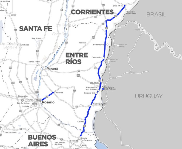 El Corredor Vial 18 es uno de los que est&aacute; concesionado a Caminos del R&iacute;o Uruguay.