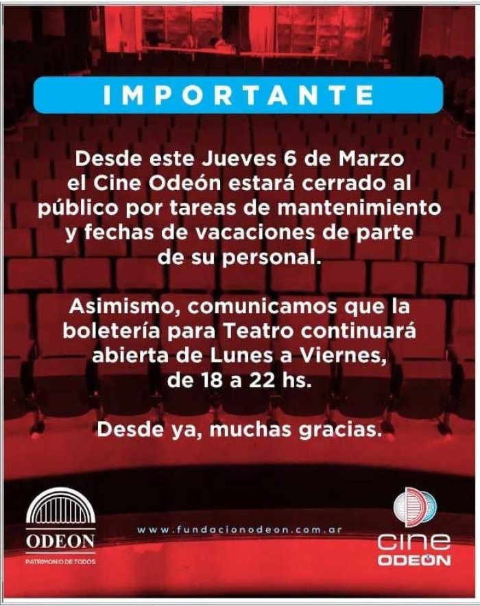 El flyer avisando el cierre temporario por "mantenimiento"