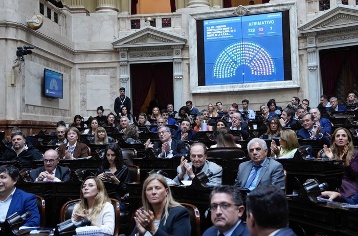 La entrerriana aplaudi&oacute; con sus compa&ntilde;eros de banca la aprobaci&oacute;n de la iniciativa.