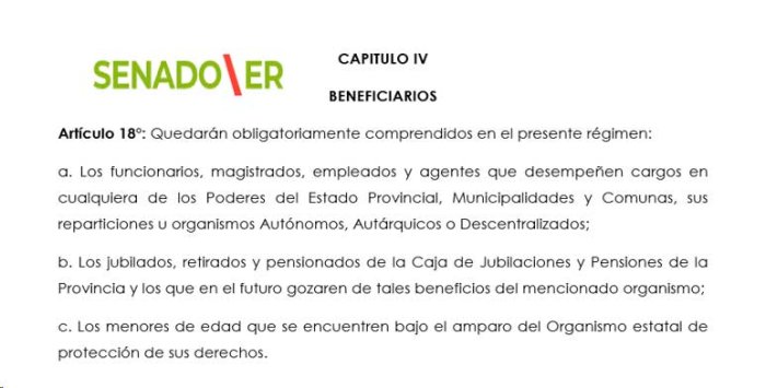 Copia del art&iacute;culo 18 del proyecto de Ley -Link https://www.senadoer.gob.ar/descargas/57194