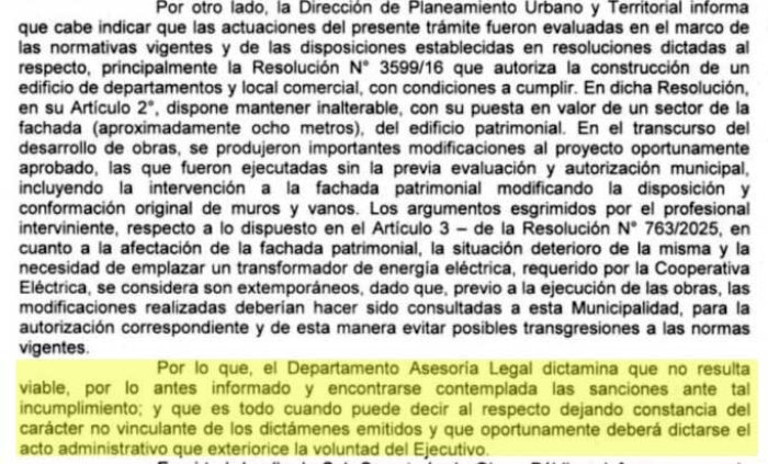 El dictamen del &aacute;rea legal no aval&oacute; la eximici&oacute;n