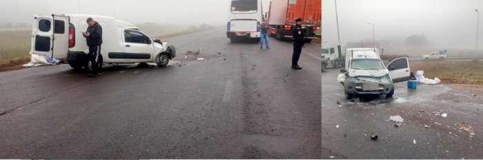 As&iacute; quedaron la Fiorino y el colectivo que llevaba estudiantes de Puerto Yeru&aacute;.