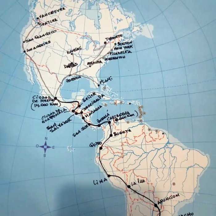 Los trazos en el mapa marcan la ruta que seguir&aacute; el entrerriano.