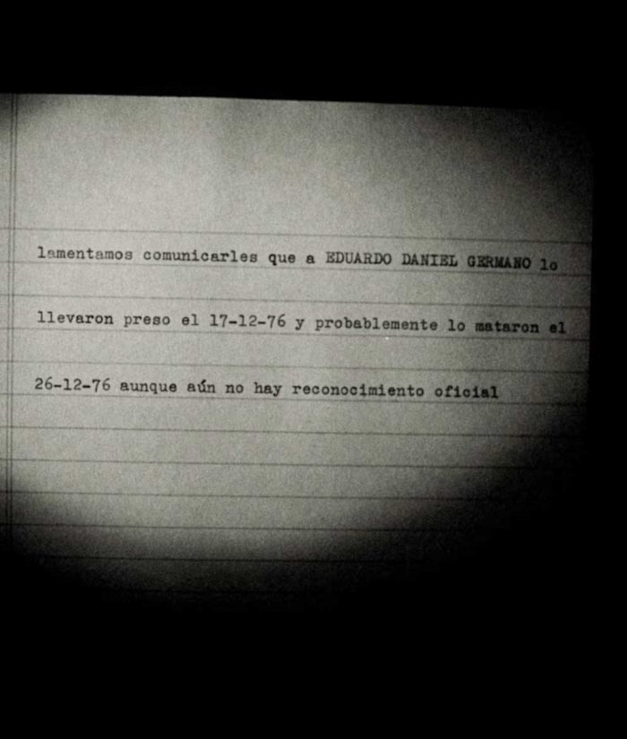 Carta an&oacute;nima recibida por la familia Germano el 31 de diciembre de 1976 en Paran&aacute;, Entre R&iacute;os (Contradesaparecido - Gustavo Germano)