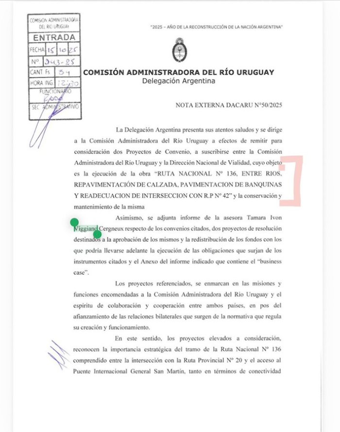 Las notas de la Comisi&oacute;n Administradora del R&iacute;o Uruguay (CARU) en donde se ven los pedidos de los delegados argentinos que los delegados uruguayos rechazaron.