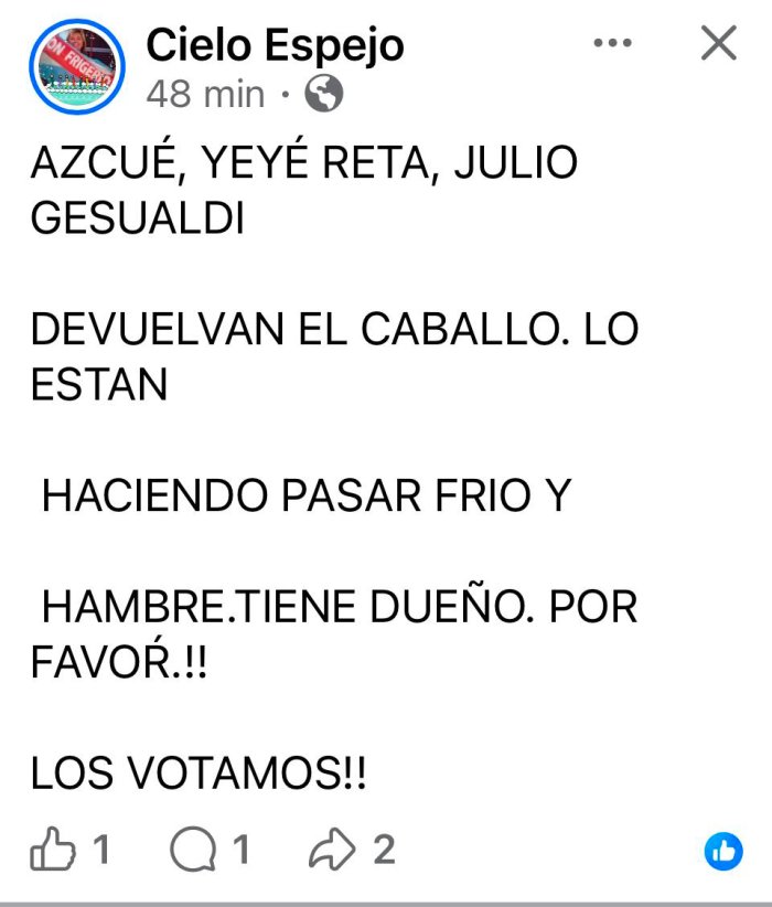 El posteo hecho en la cuenta personal de la senadora provincial que luego borr&oacute;.