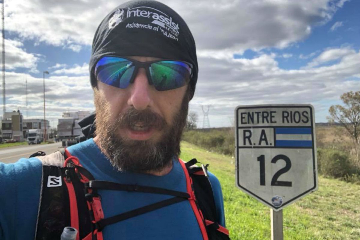 La selfie de Juan Pablo, desde ruta 12.