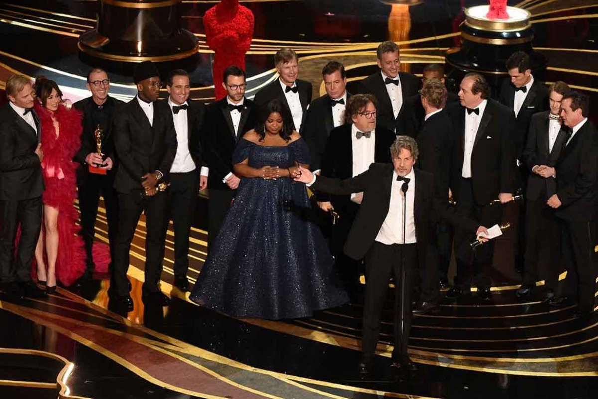El director Peter Farrelly y elenco de Green Book