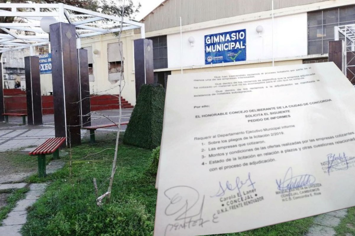 El pedido por obras en el piso del gimnasio.
