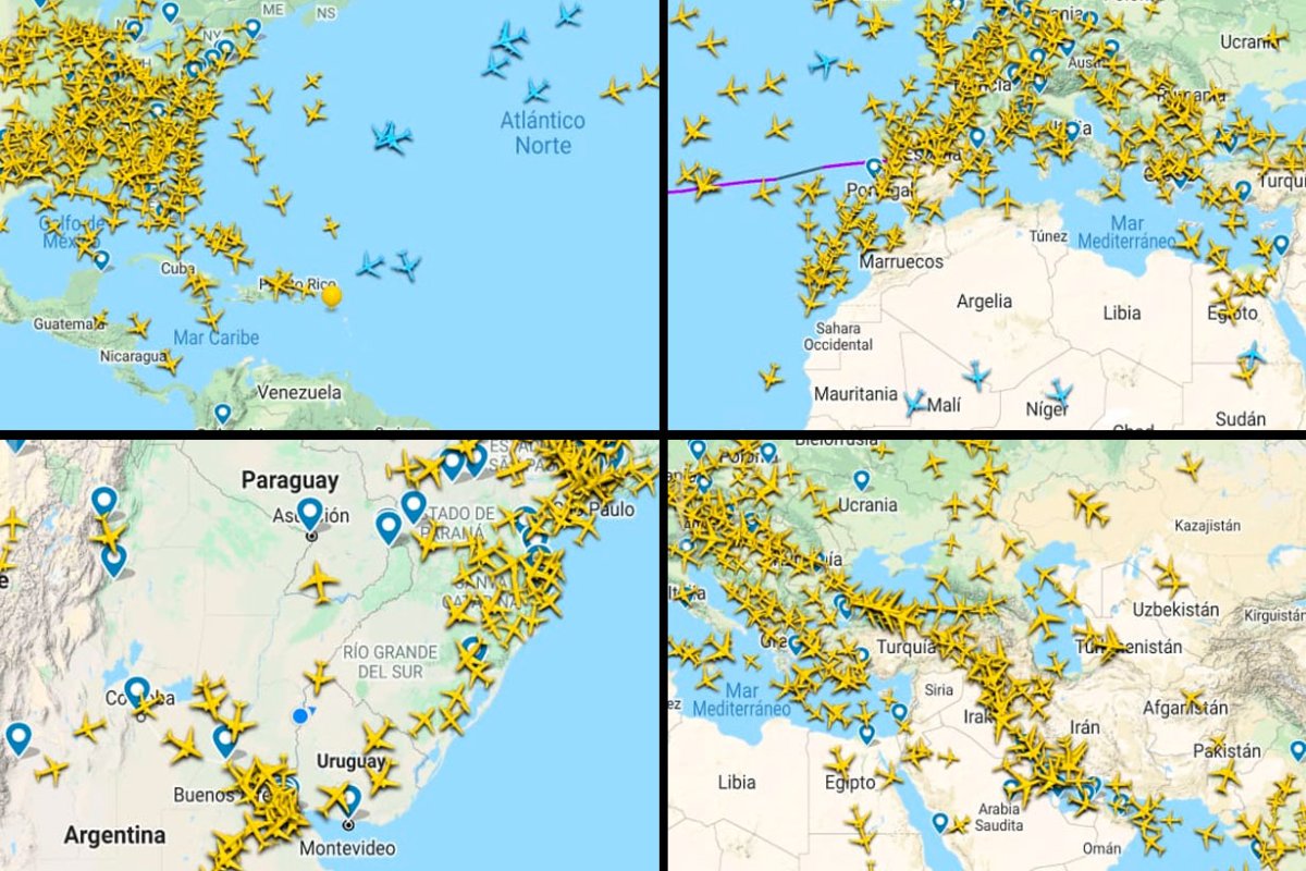 Pantallas de Flightradar24 / 19-03-2020 / 11 hs