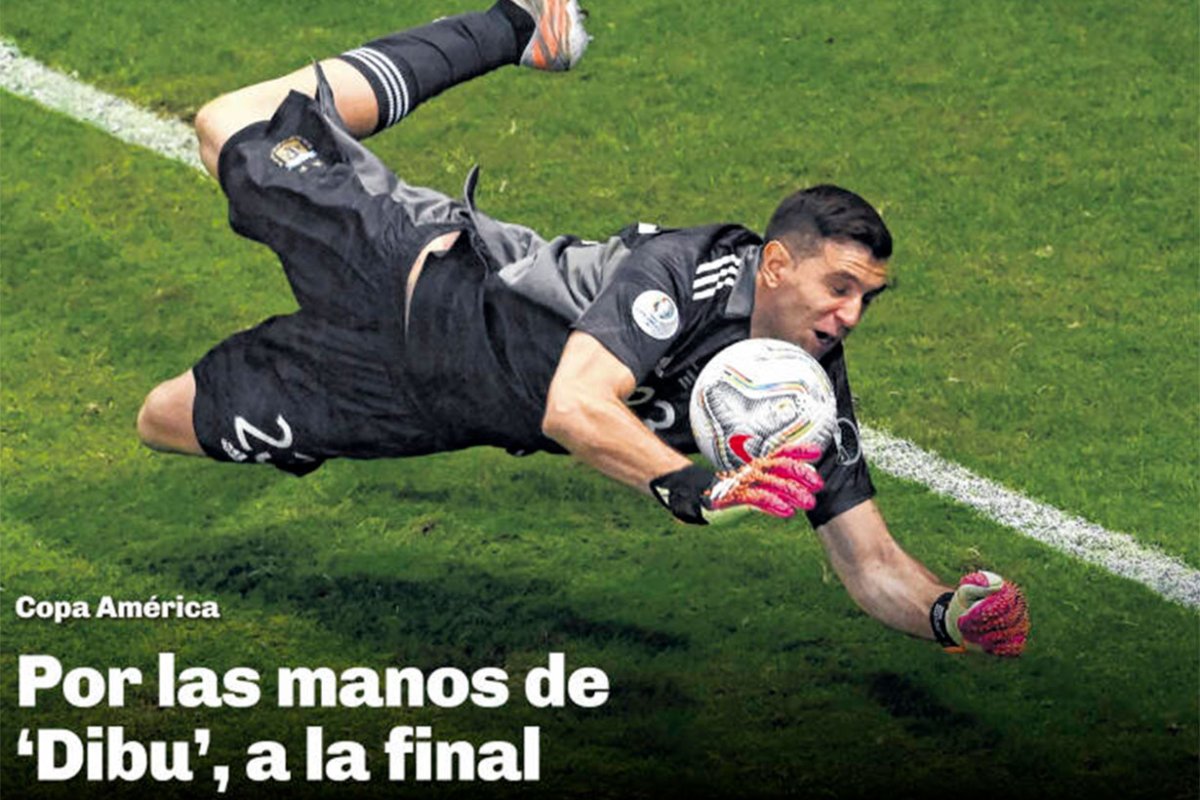Dibu Mart&iacute;nez, en la portada del diario R&iacute;o Negro